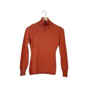 Classiques For Nordstrom Rust Color Turtleneck Long Sleeves Wool Sweater XS
